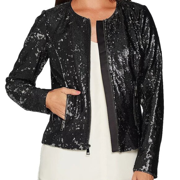 G.I.L.I. Black Sequin Bomber Jacket -NWT - Picture 4 of 11